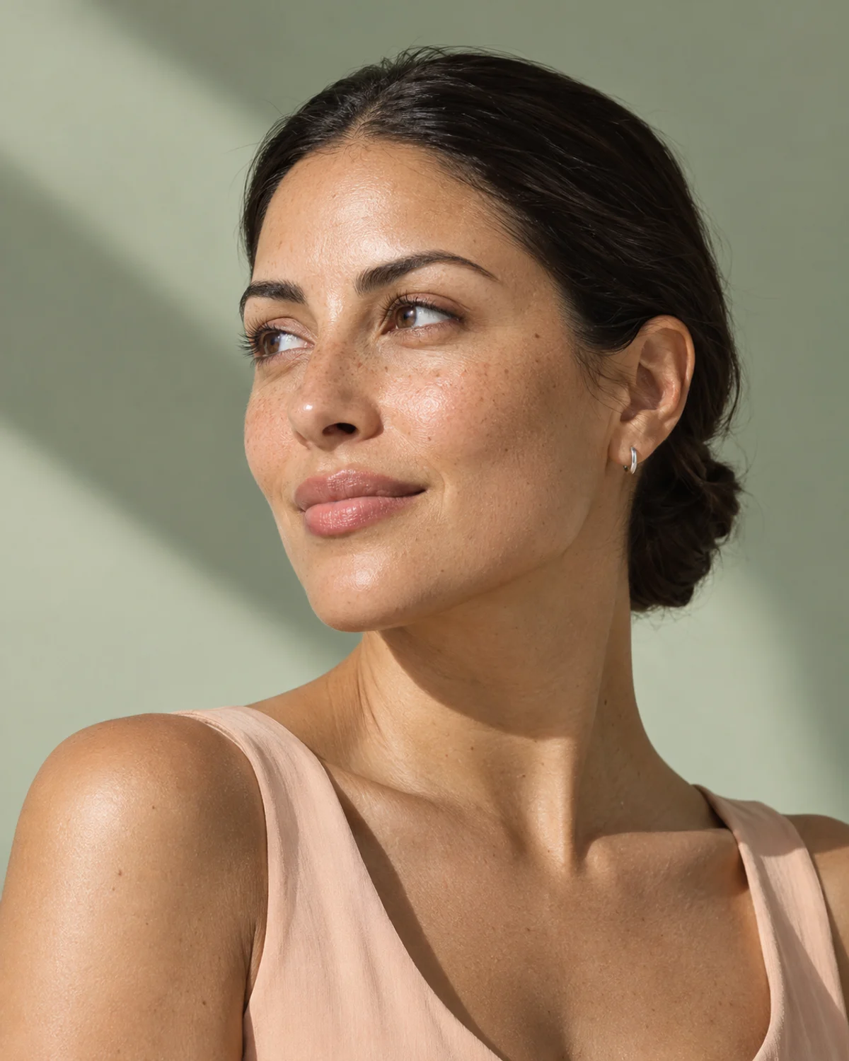 Illustrative adult portrait with natural skin texture, created for the ARC Aesthetics concept