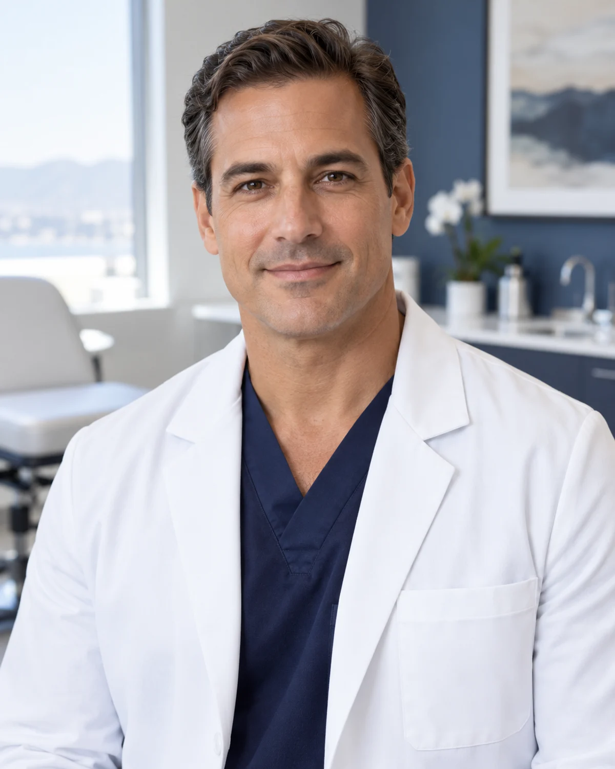 Illustrative portrait for the fictional Dr. Daniel Reyes, MD, FACS profile