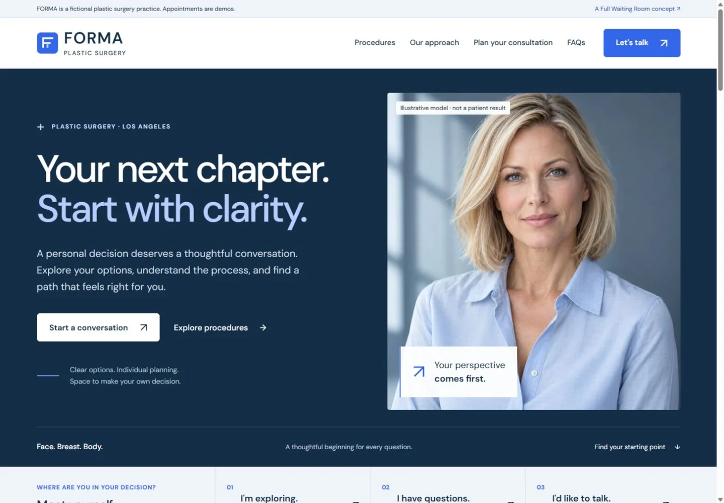 FORMA website design on desktop