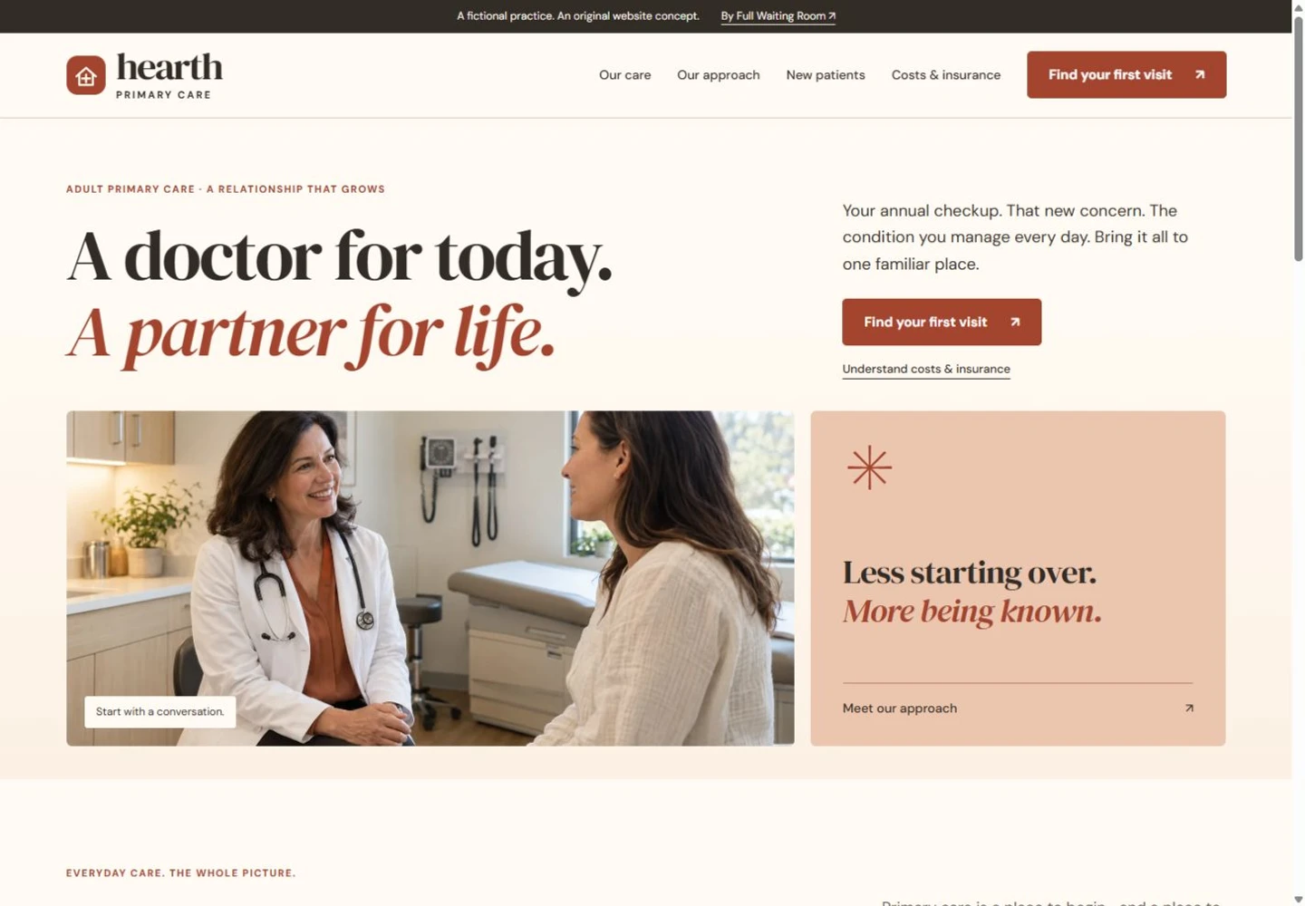 Hearth Primary Care website design on desktop