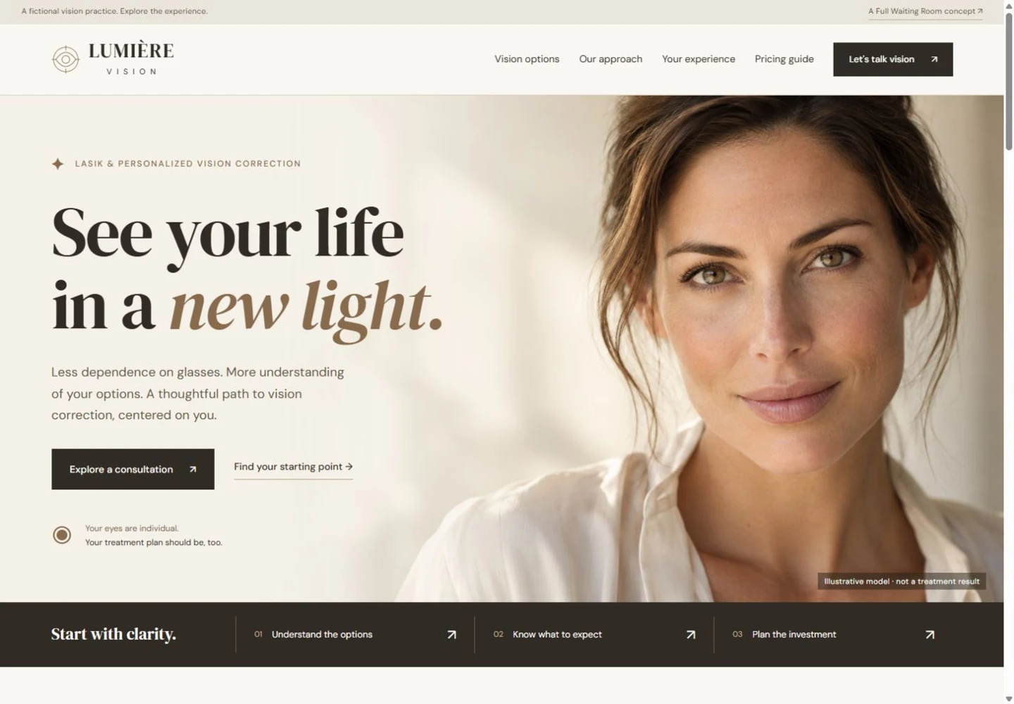 Lumière Vision website design on desktop