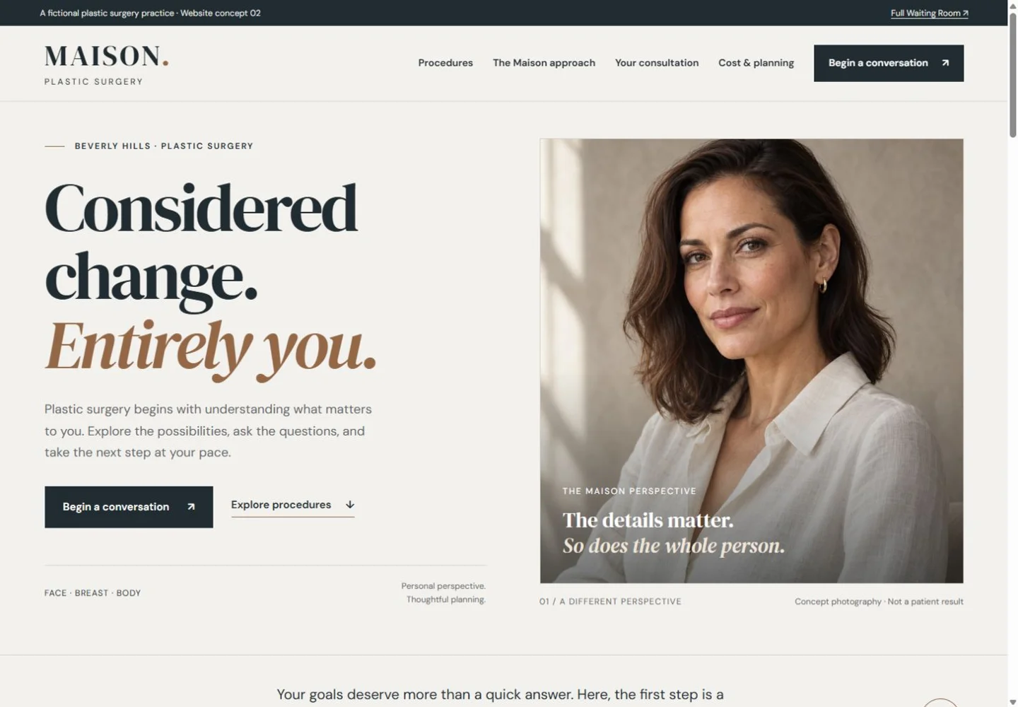 MAISON website design on desktop