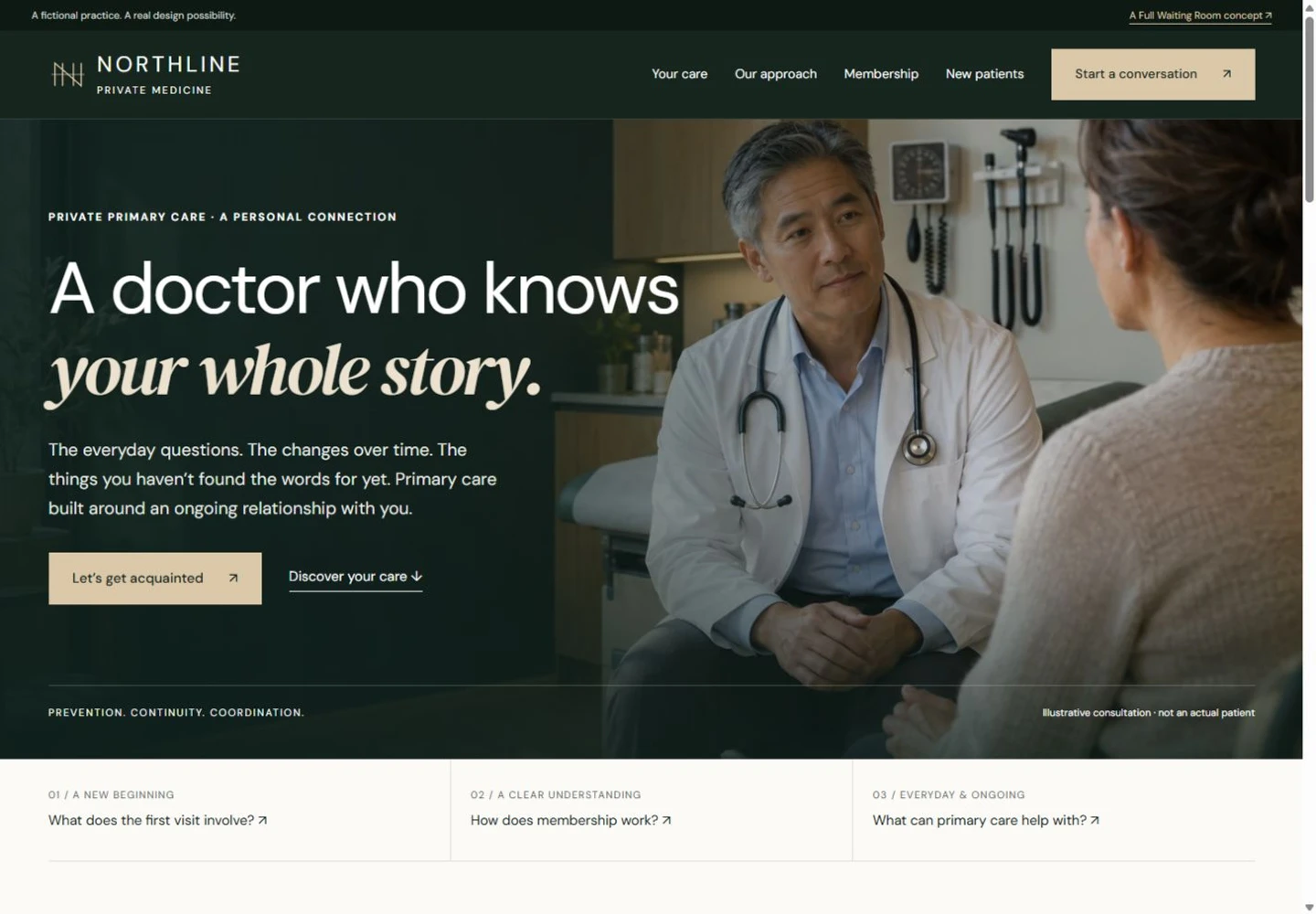 Northline Private Medicine website design on desktop